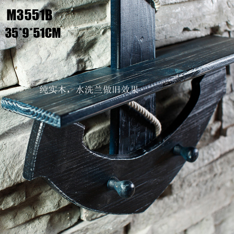 Mediterranean style anchor Clapboard shelf multi-functional Creative home decoration bathroom decoration solid wood anchor