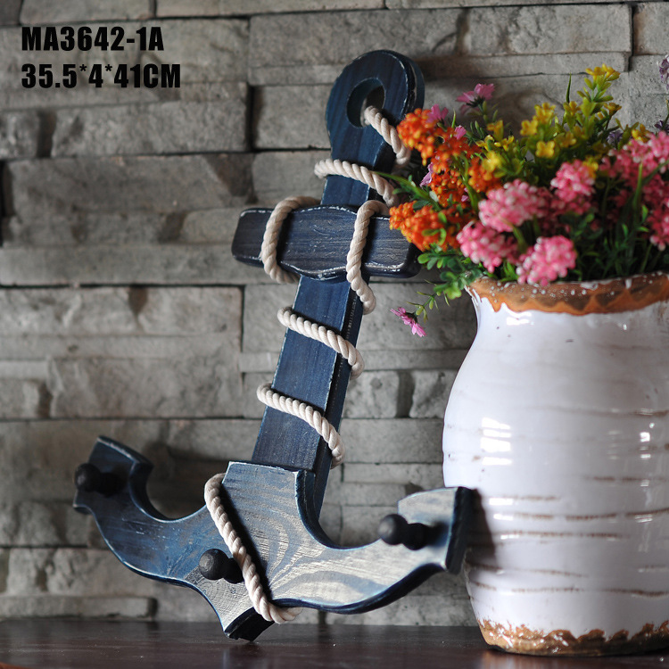 Mediterranean style anchor Clapboard shelf multi-functional Creative home decoration bathroom decoration solid wood anchor