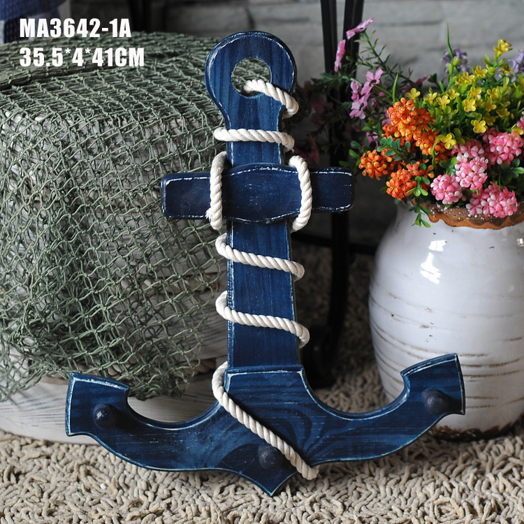Mediterranean style anchor Clapboard shelf multi-functional Creative home decoration bathroom decoration solid wood anchor