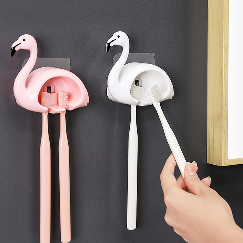 No Punch Toothbrush Holder Tooth-Cleaners Shelf Storage Rack Bathroom Wall-Mounted Toothbrush Shaver Rack