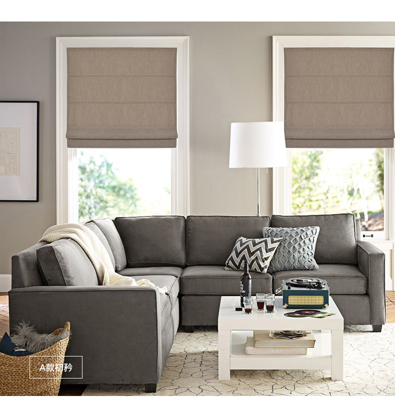 Roman Curtains Curtain Nordic Simple Lifting Curtain European Custom Shutter Living Room Cotton Linen Solid Color New Custom Shading