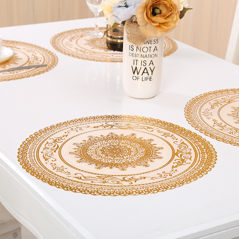 Hot gold cup pad wholesale round bowl pad anti-slippery tableware pad anti-hot heat insulation pad PVC dinner pad manufacturers customized Hot gold cup pad wholesale round bowl pad anti-slippery tableware pad anti-hot heat insulation pad PVC dinner pad manufacturers customized