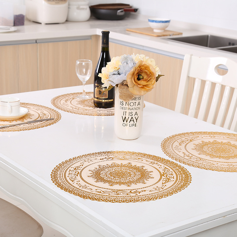 Hot gold cup pad wholesale round bowl pad anti-slippery tableware pad anti-hot heat insulation pad PVC dinner pad manufacturers customized Hot gold cup pad wholesale round bowl pad anti-slippery tableware pad anti-hot heat insulation pad PVC dinner pad manufacturers customized