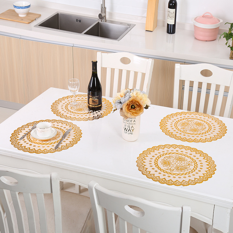 Hot gold cup pad wholesale round bowl pad anti-slippery tableware pad anti-hot heat insulation pad PVC dinner pad manufacturers customized Hot gold cup pad wholesale round bowl pad anti-slippery tableware pad anti-hot heat insulation pad PVC dinner pad manufacturers customized