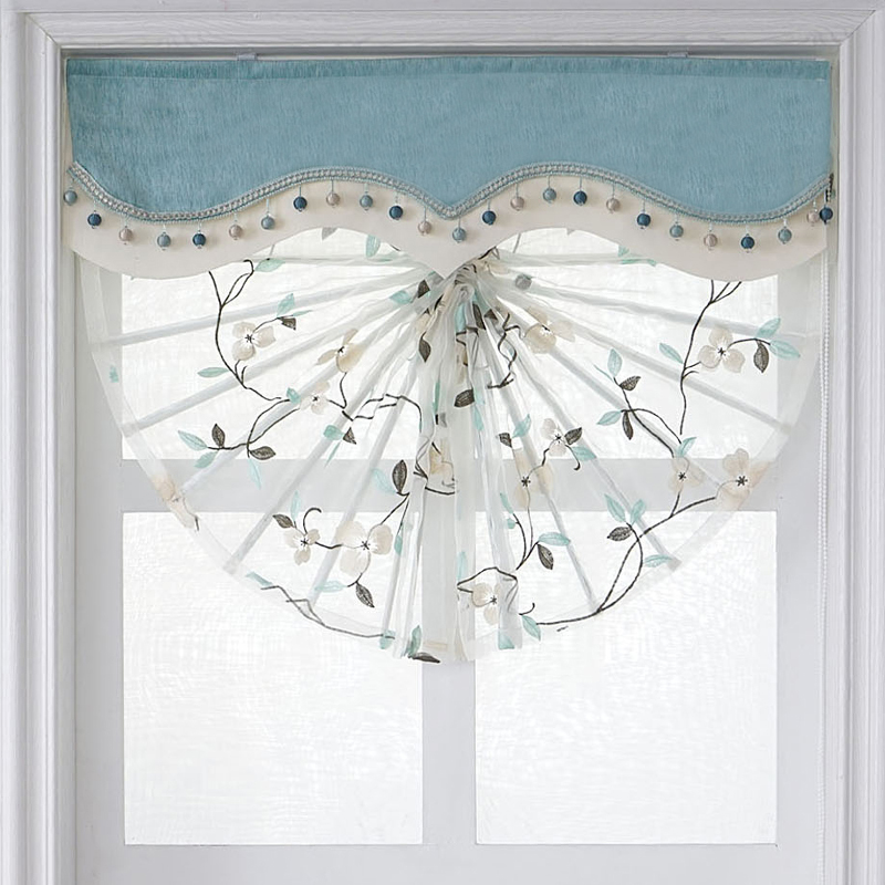 Curtain Yarn Simple Installation Gauze Louver Restaurant Kitchen Cafe Living Room Curtain Roman Curtains Fan-Shaped Mesh Curtains Partition