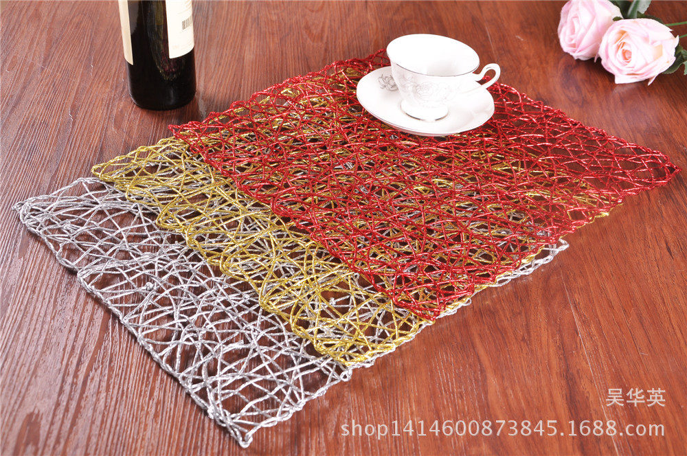 38*38 new hollowed-out hand-woven table mat for the western style square heat insulation dinner pad.