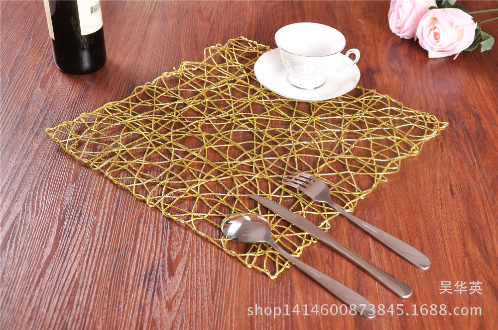 38*38 new hollowed-out hand-woven table mat for the western style square heat insulation dinner pad.