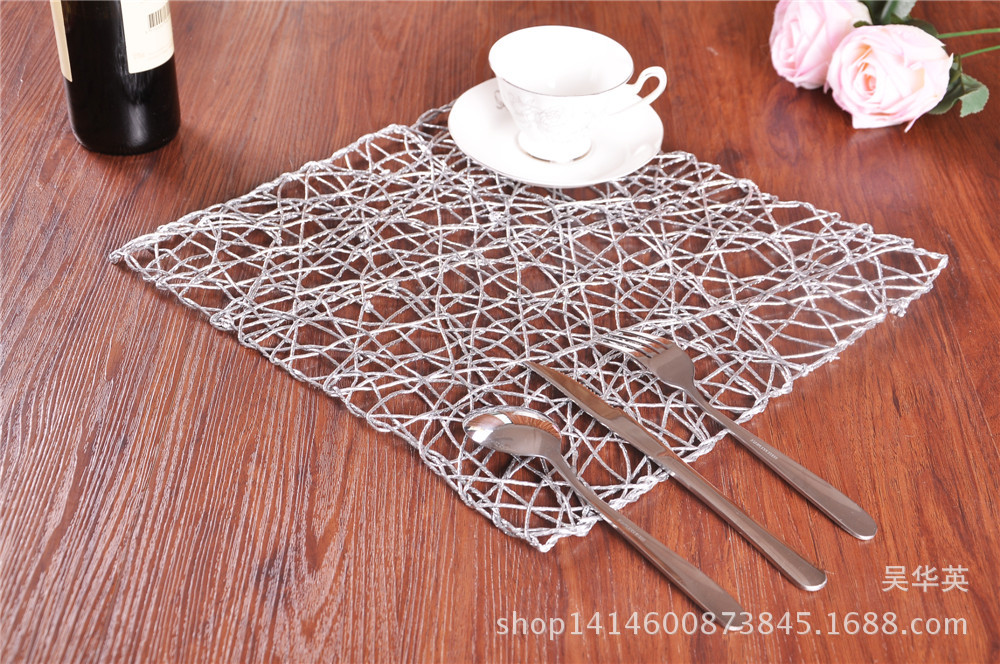 38*38 new hollowed-out hand-woven table mat for the western style square heat insulation dinner pad.