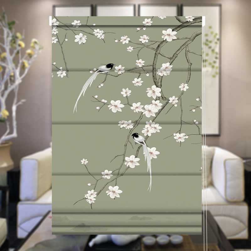 National Style New Chinese Style Printing Roman Curtains Curtain Shutter Shading Sunshade Study Bathroom Toilet Office