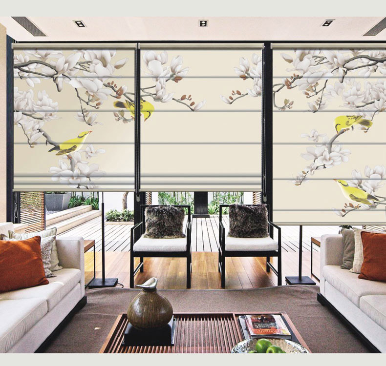 National Style New Chinese Style Printing Roman Curtains Curtain Shutter Shading Sunshade Study Bathroom Toilet Office