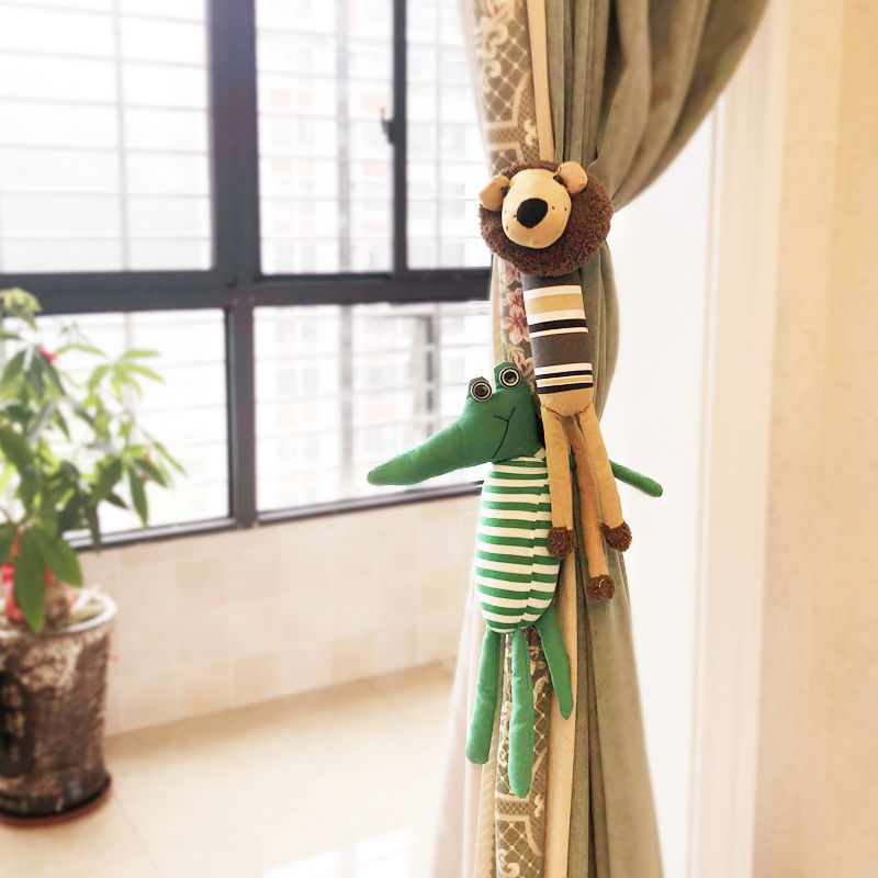 Cartoon Curtain Buckle Curtain Bandage a Pair of Animal Modeling Curtains Decoration a Pair of Animal Dolls Children&#039;s Room Decoration