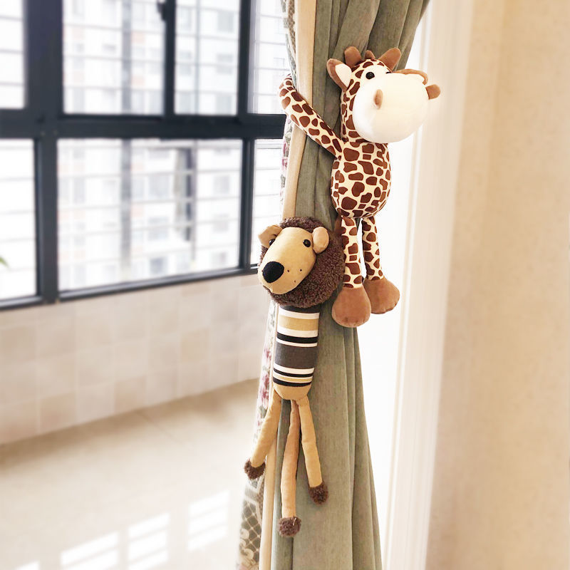 Cartoon Curtain Buckle Curtain Bandage a Pair of Animal Modeling Curtains Decoration a Pair of Animal Dolls Children's Room Decoration