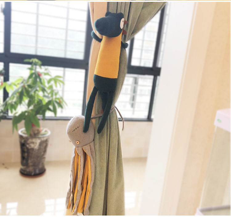 Cartoon Curtain Buckle Curtain Bandage a Pair of Animal Modeling Curtains Decoration a Pair of Animal Dolls Children's Room Decoration