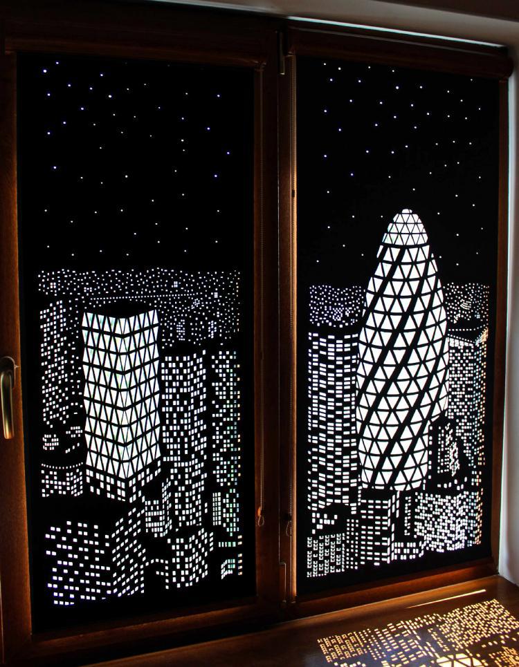 Holeroll Hollow out Curtain New York London Starry Sky Blackout Curtains with Holes Holeroll Hollow out Curtain New York London Starry Sky Blackout Curtains with Holes