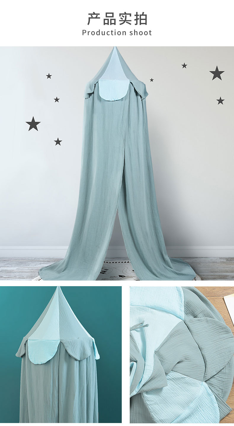 Court Style Ins Nordic Dream Bed Curtain Tide Pure Cotton Double Crepe Children Dome Mosquito Nets Light Blocking Bed Curtains Wholesale