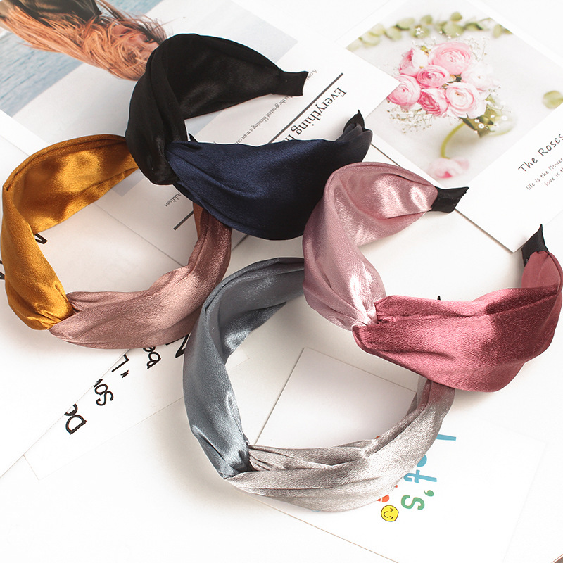 Korean New High-End All-Match Big Wave Color Cross-Knotted Wide Brim Hair Band Headband Korean Hair Accessories Head Buckle Ladies Korean New High-End All-Match Big Wave Color Cross-Knotted Wide Brim Hair Band Headband Korean Hair Accessories Head Buckle Ladies