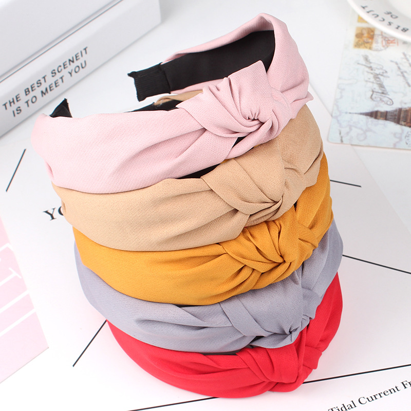 Korean New High-End All-Match Big Wave Color Cross-Knotted Wide Brim Hair Band Headband Korean Hair Accessories Head Buckle Ladies Korean New High-End All-Match Big Wave Color Cross-Knotted Wide Brim Hair Band Headband Korean Hair Accessories Head Buckle Ladies