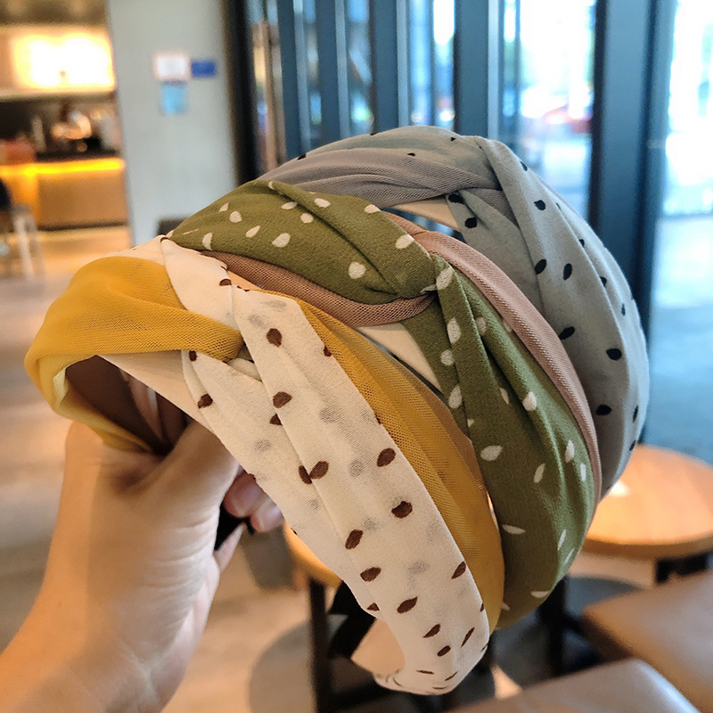 Korean New High-End All-Match Big Wave Color Cross-Knotted Wide Brim Hair Band Headband Korean Hair Accessories Head Buckle Ladies Korean New High-End All-Match Big Wave Color Cross-Knotted Wide Brim Hair Band Headband Korean Hair Accessories Head Buckle Ladies