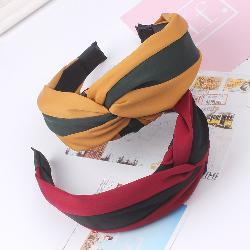 Korean New High-End All-Match Big Wave Color Cross-Knotted Wide Brim Hair Band Headband Korean Hair Accessories Head Buckle Ladies Korean New High-End All-Match Big Wave Color Cross-Knotted Wide Brim Hair Band Headband Korean Hair Accessories Head Buckle Ladies