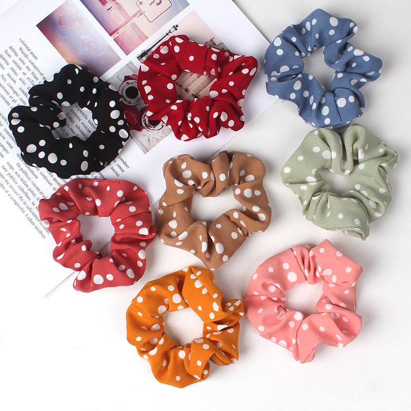 Autumn and Winter New Wave Point Large Intestine Hair Ring Cloth Headdress Flower Hair Accessories Hair Rope Simple All-Match Hair Band Hairband Jewelry Female Juxin