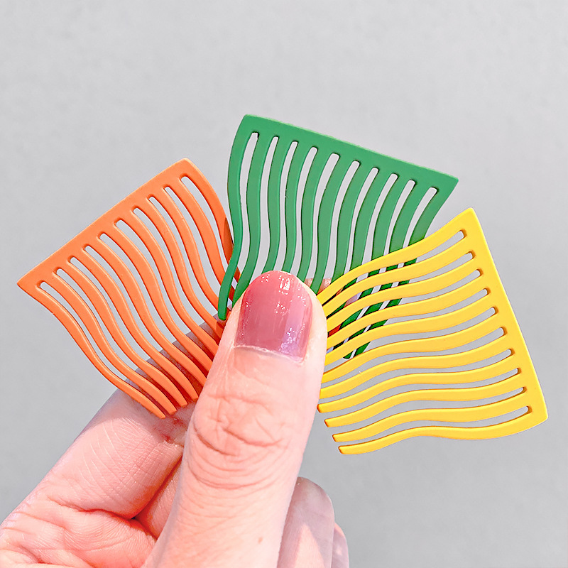 Internet Celebrity Candy Color Metal Hair Comb Wave Seamless Hair Comb Sweet Girl&#039;s Hair Hoop Children&#039;s Broken Hair Comb Hair Accessories Headdress