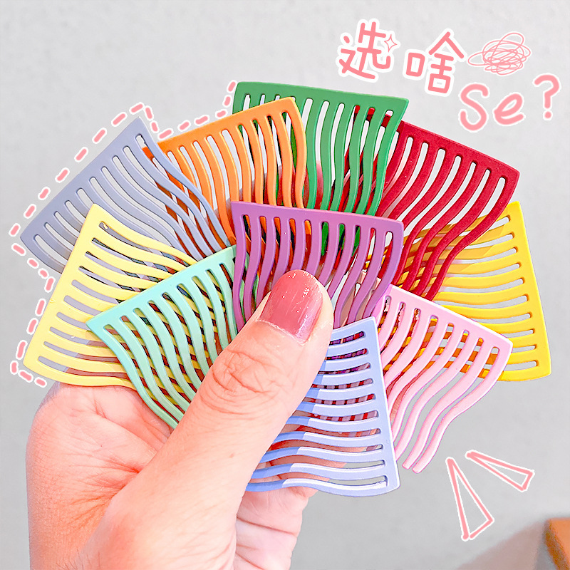 Internet Celebrity Candy Color Metal Hair Comb Wave Seamless Hair Comb Sweet Girl&#039;s Hair Hoop Children&#039;s Broken Hair Comb Hair Accessories Headdress