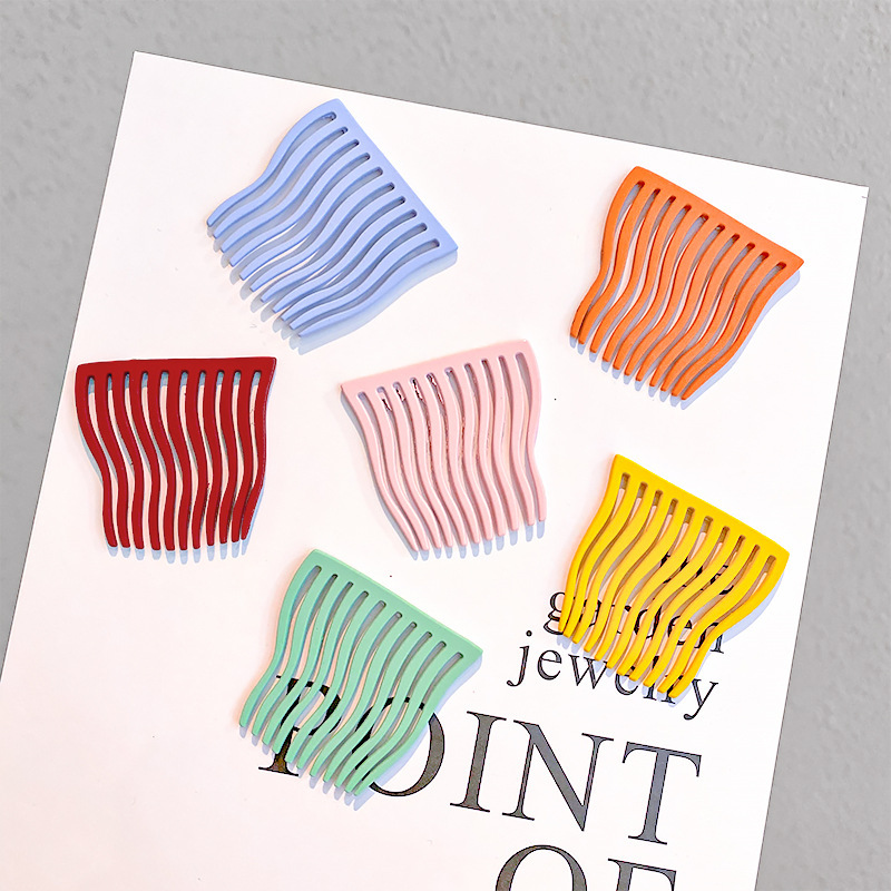 Internet Celebrity Candy Color Metal Hair Comb Wave Seamless Hair Comb Sweet Girl's Hair Hoop Children's Broken Hair Comb Hair Accessories Headdress