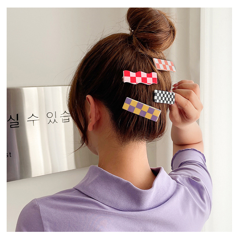 New Accessories Wave Checkerboard Plaid Hairpin Sweet All-Matching Bang Clip Color Plaid Hair Clip Side Clip Internet Celebrity Hair Accessories New Accessories Wave Checkerboard Plaid Hairpin Sweet All-Matching Bang Clip Color Plaid Hair Clip Side Clip Internet Celebrity Hair Accessories