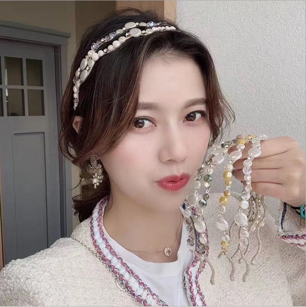 2021 Korean Style Sweet Handmade Wave Pearl Slim Hair Hoop Fairy Girl Mori Style Headband Hair Pressing Hairpin Vintage Headwear 2021 Korean Style Sweet Handmade Wave Pearl Slim Hair Hoop Fairy Girl Mori Style Headband Hair Pressing Hairpin Vintage Headwear