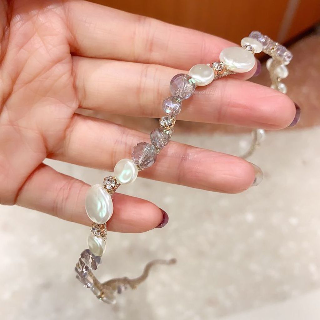 2021 Korean Style Sweet Handmade Wave Pearl Slim Hair Hoop Fairy Girl Mori Style Headband Hair Pressing Hairpin Vintage Headwear 2021 Korean Style Sweet Handmade Wave Pearl Slim Hair Hoop Fairy Girl Mori Style Headband Hair Pressing Hairpin Vintage Headwear
