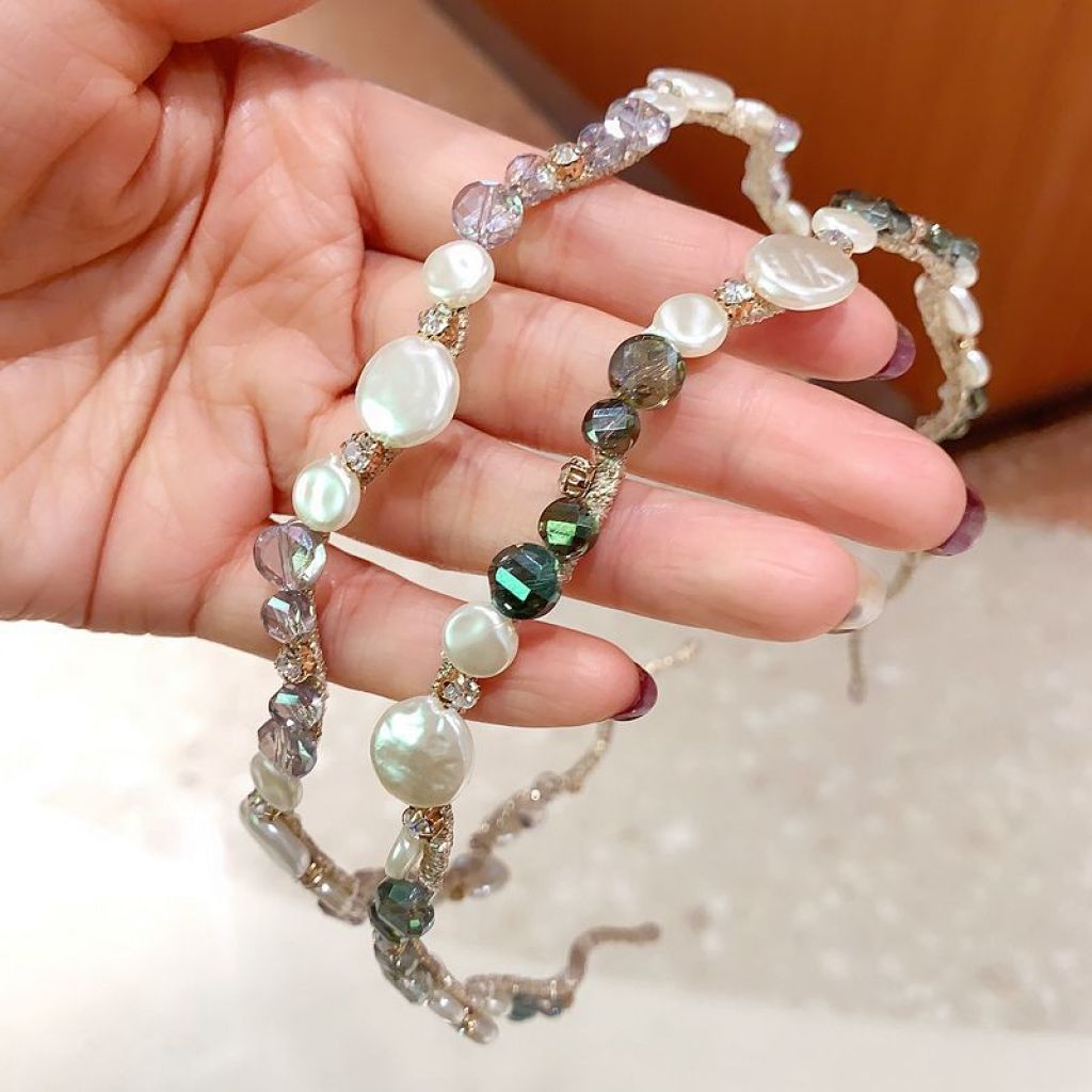 2021 Korean Style Sweet Handmade Wave Pearl Slim Hair Hoop Fairy Girl Mori Style Headband Hair Pressing Hairpin Vintage Headwear 2021 Korean Style Sweet Handmade Wave Pearl Slim Hair Hoop Fairy Girl Mori Style Headband Hair Pressing Hairpin Vintage Headwear