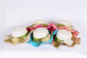 Hat girl Korean version flows the sweet flower Beach wave straw hats for women with short hair Hat