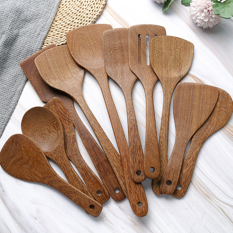 New Wholesale Paint-Free Non-Stick Pan Wooden Spatula Non-Hurt Pan Spatula Door Frame Long Handle Shovel Factory Shovel