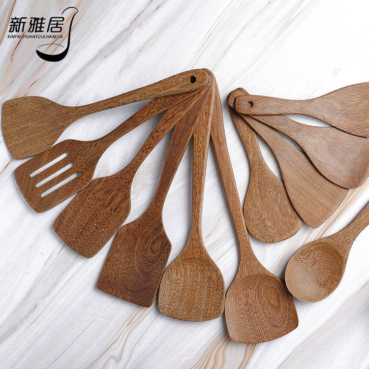 New Wholesale Paint-Free Non-Stick Pan Wooden Spatula Non-Hurt Pan Spatula Door Frame Long Handle Shovel Factory Shovel