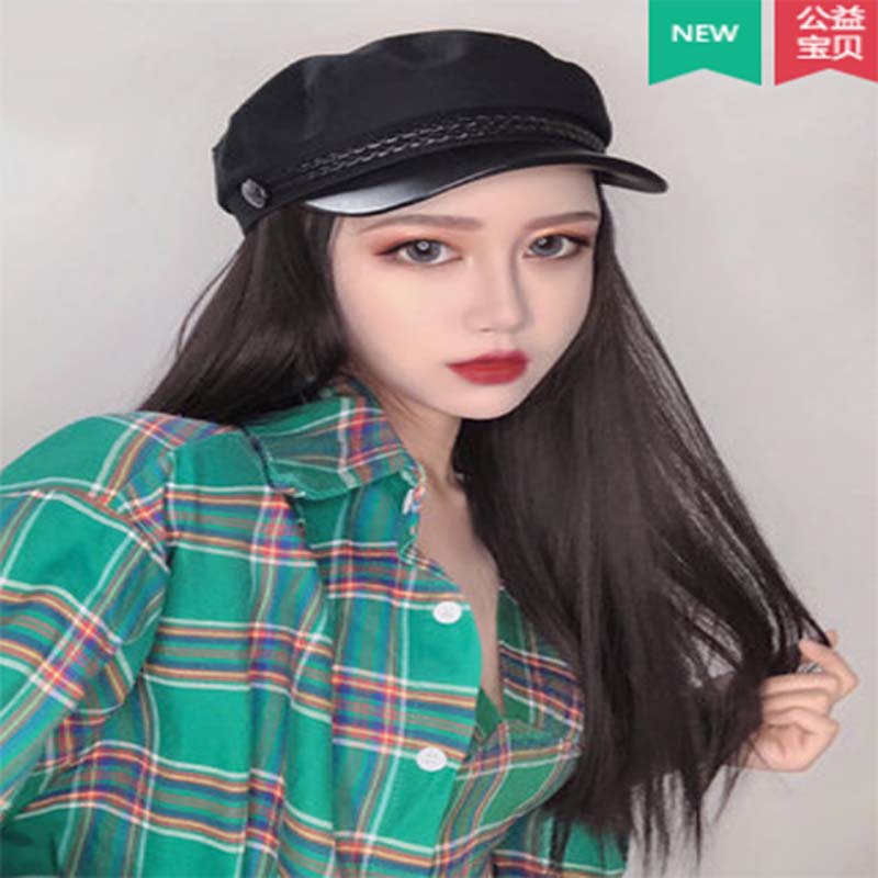 Wig Women's Long Hair Internet Celebrity Navy Hat Wig One Women's Fashion Long Curly Hair Big Wave Natural Full-Head Wig Style Wig Women's Long Hair Internet Celebrity Navy Hat Wig One Women's Fashion Long Curly Hair Big Wave Natural Full-Head Wig Style
