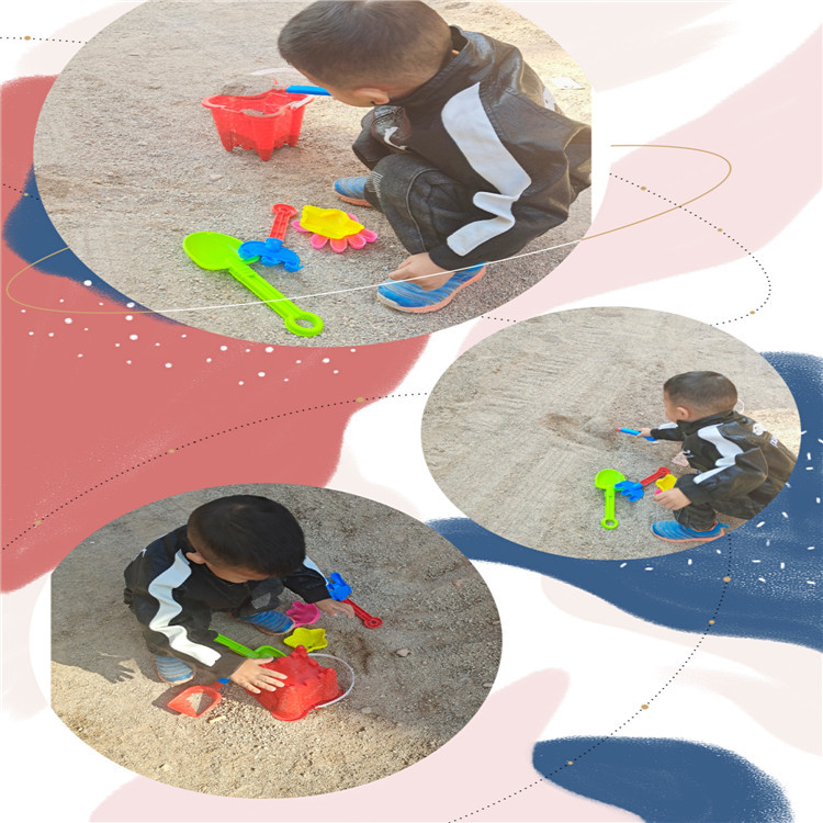 7-Piece Set Spatula Set Children's Beach Plastic Toy Bucket Children's Sand Castle Barreled Water Bucket Fish Catching Bucket