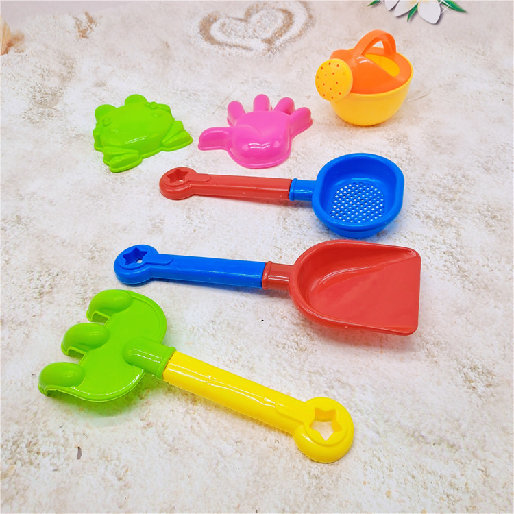 7-Piece Set Spatula Set Children's Beach Plastic Toy Bucket Children's Sand Castle Barreled Water Bucket Fish Catching Bucket