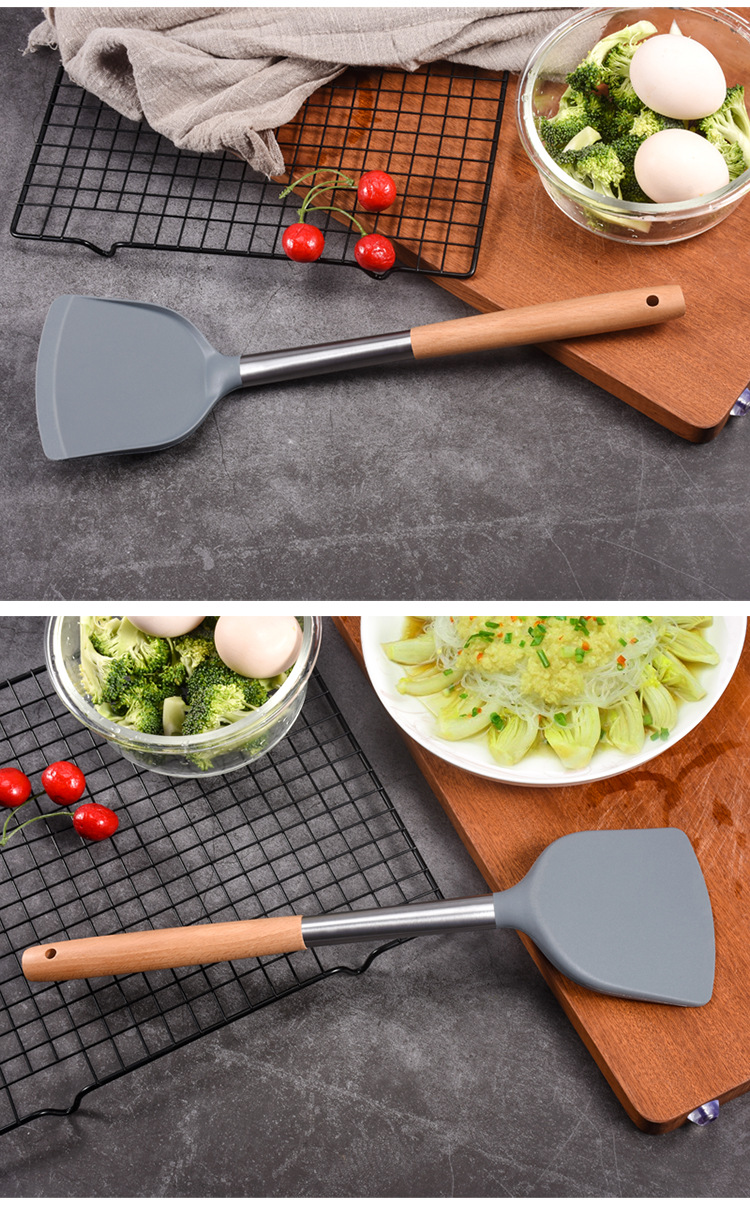 Factory Direct Sales Kitchen Silicone Spatula High Temperature Resistant Spatula Non-Stick Pan Wooden Handle Silicone Shovel Household Kitchenware Factory Direct Sales Kitchen Silicone Spatula High Temperature Resistant Spatula Non-Stick Pan Wooden Handle Silicone Shovel Household Kitchenware
