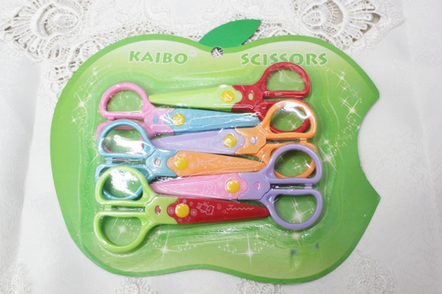 factory direct KAIBO brand plastic lace Apple stationery set of 6 children's safety scissors KB8021