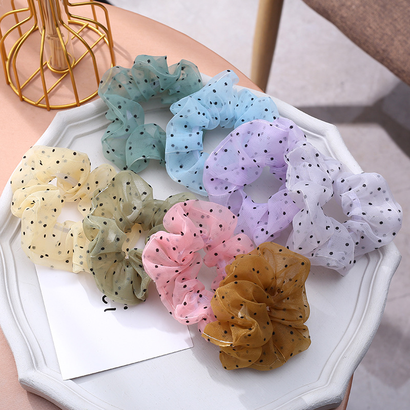 Korean version of cross-border hot style large circle hair circle wave dot ponytail hair ornament
