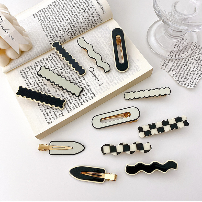 Simple Wave Chessboard Plaid Barrettes Duckbill Side Clip Bang Clip Black And White Plaid Hair Clip Side Clip Retro Fringe Accessory Simple Wave Chessboard Plaid Barrettes Duckbill Side Clip Bang Clip Black And White Plaid Hair Clip Side Clip Retro Fringe Accessory