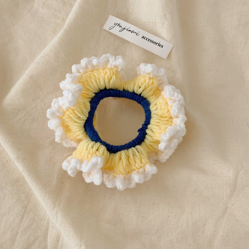 Youjiami Retro Color Matching Wool Wave Hair Band Hand-Woven Hair Rope Hair Rope Bun Hair Ornament Headdress