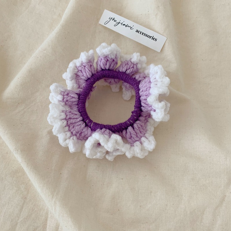 Youjiami Retro Color Matching Wool Wave Hair Band Hand-Woven Hair Rope Hair Rope Bun Hair Ornament Headdress
