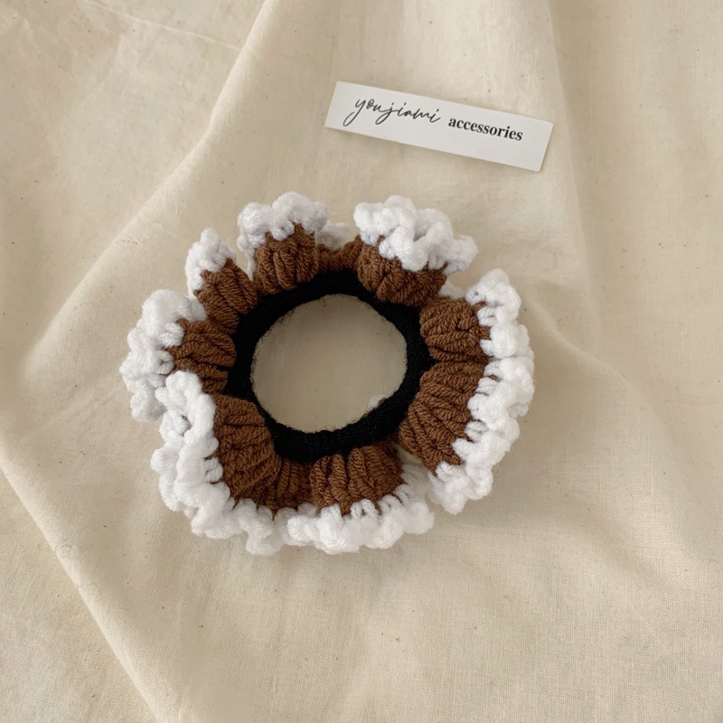 Youjiami Retro Color Matching Wool Wave Hair Band Hand-Woven Hair Rope Hair Rope Bun Hair Ornament Headdress