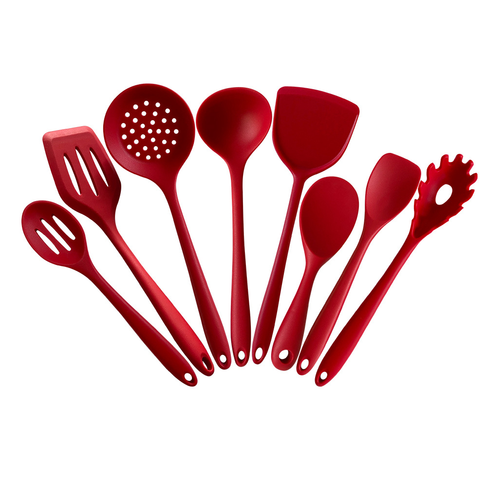 All-Inclusive Silicone Kitchenware Set Spatula Chinese Shovel Integrated Rice Spoon Soup Spoon Fence Powder Claw Leakage 8-Piece Set