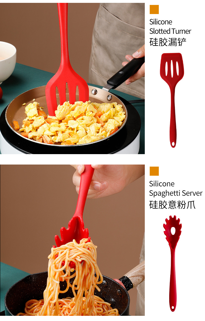All-Inclusive Silicone Kitchenware Set Spatula Chinese Shovel Integrated Rice Spoon Soup Spoon Fence Powder Claw Leakage 8-Piece Set All-Inclusive Silicone Kitchenware Set Spatula Chinese Shovel Integrated Rice Spoon Soup Spoon Fence Powder Claw Leakage 8-Piece Set