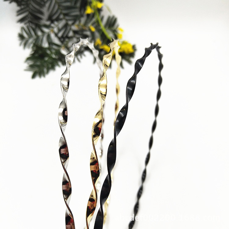 New DIY Hair Accessories Spiral Wave Twist Twisted Headband Metal Plating Three-Color Headband Factory Direct Sales