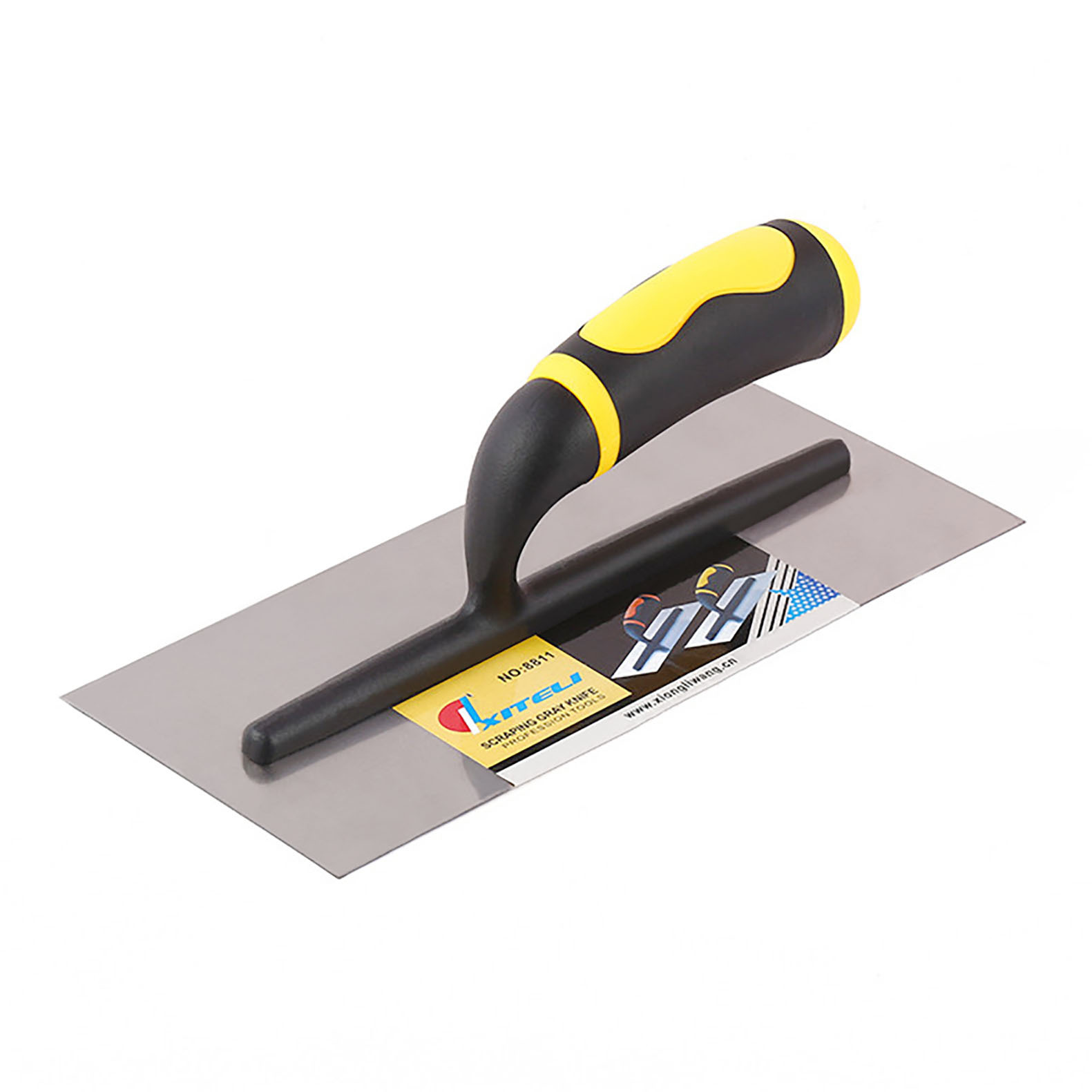 Decorative Steel Square Flat Spatula Plastic Handle Shovel Plastering Trowel Craftsman Tool Mud Board Plastering Scraper Mud Board