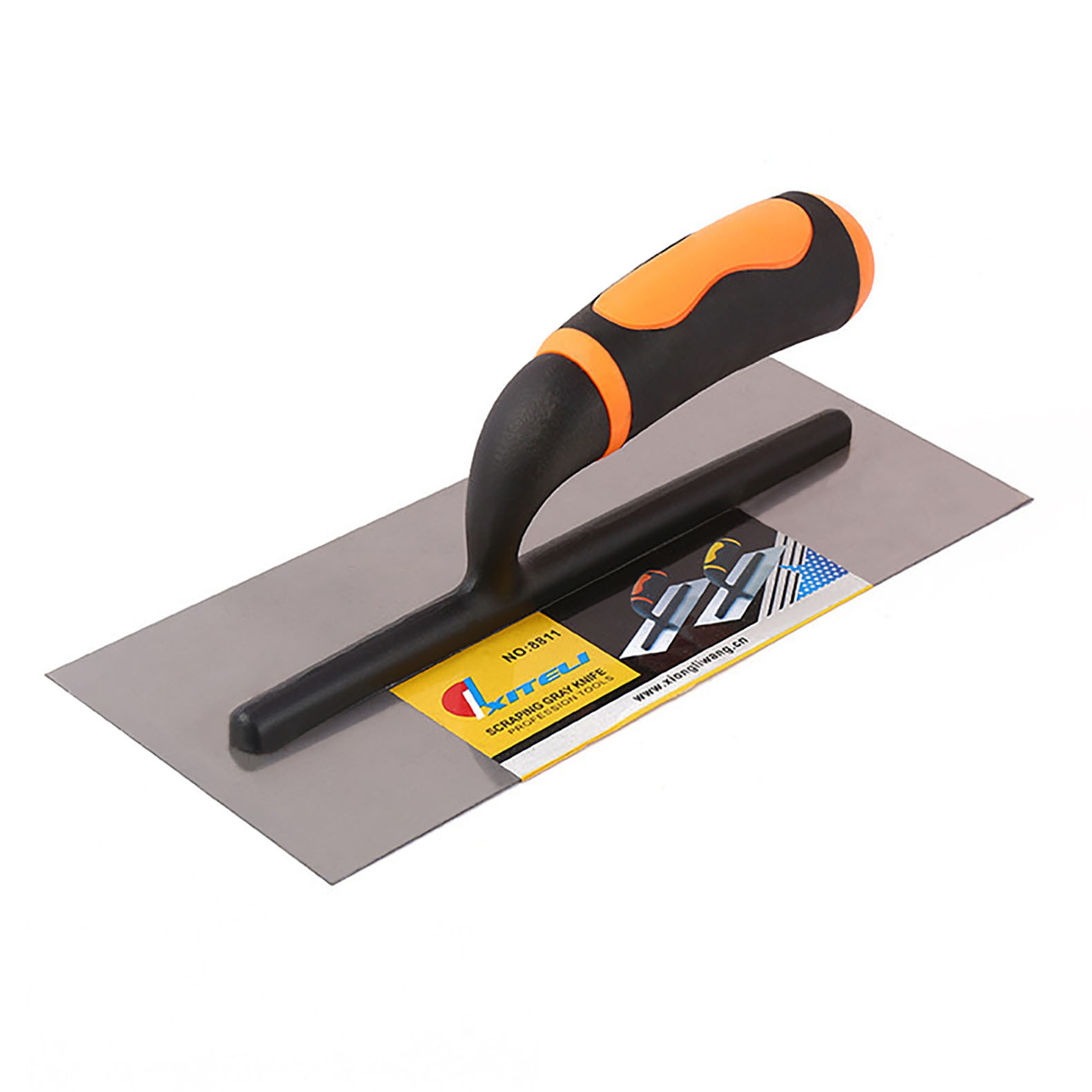 Decorative Steel Square Flat Spatula Plastic Handle Shovel Plastering Trowel Craftsman Tool Mud Board Plastering Scraper Mud Board