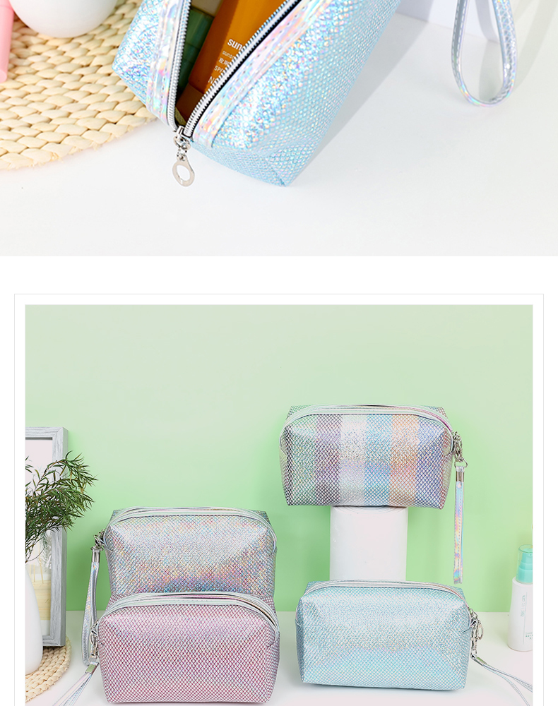 Manufacturers direct grid octagonal laser makeup bag customized hand waterproof storage bag large capacity wash gargle 
